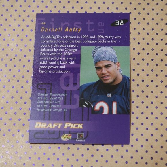 Darnell Autry #38 Football Card - Picture 2 of 2